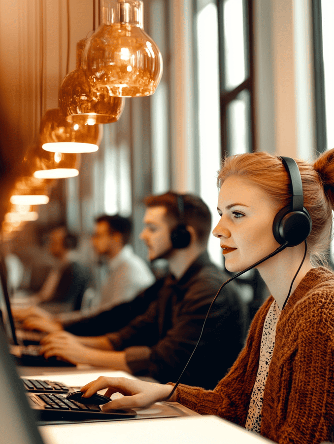 Imagen de personas trabajando en un contact center